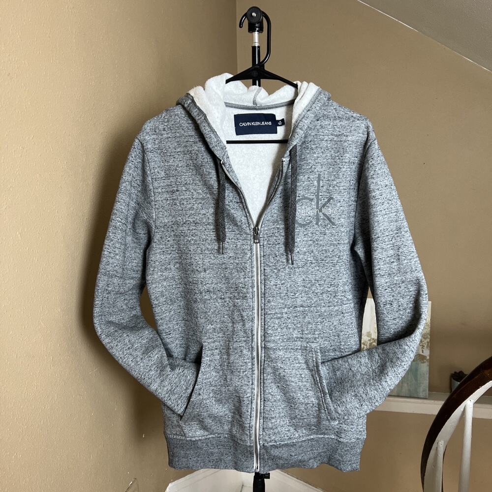 Calvin Klein Gray Zip-Up Hooded Sweatshirt
